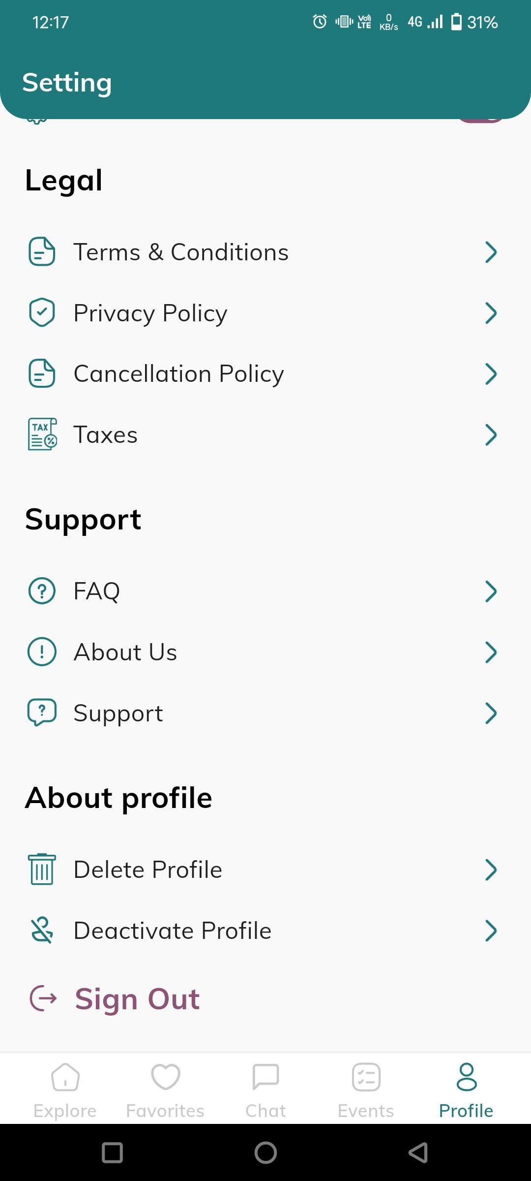 Delete Profile Option